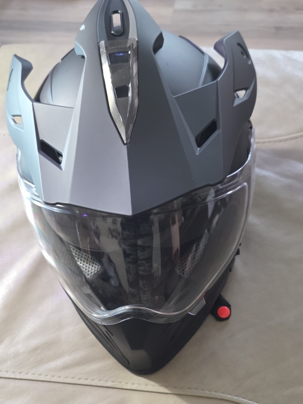 Matt Black Full Face Riding Helmet With Electric Shield Size L
